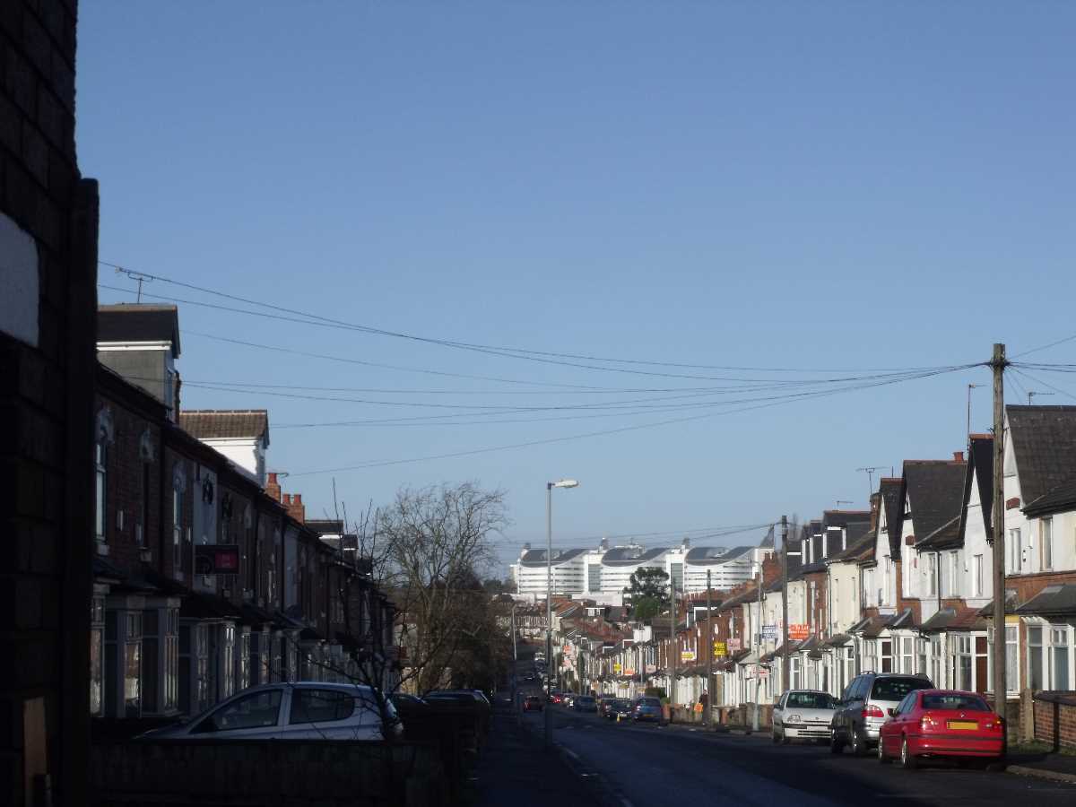 Queen Elizabeth Hospital Birmingham from Heeley Road, Selly Oak (January 2012)